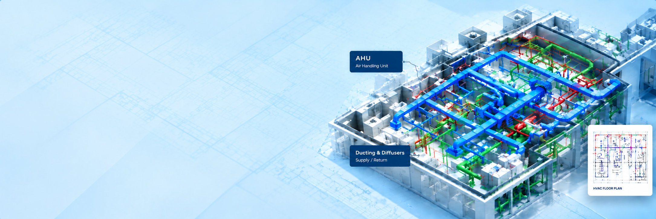 HVAC AHU and ducting diagram